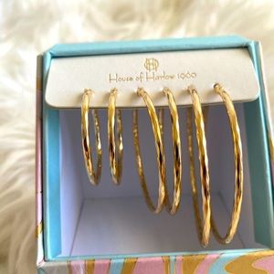 ✨house of Harlow 1960 ✨3 piece and different size hoop earrings✨